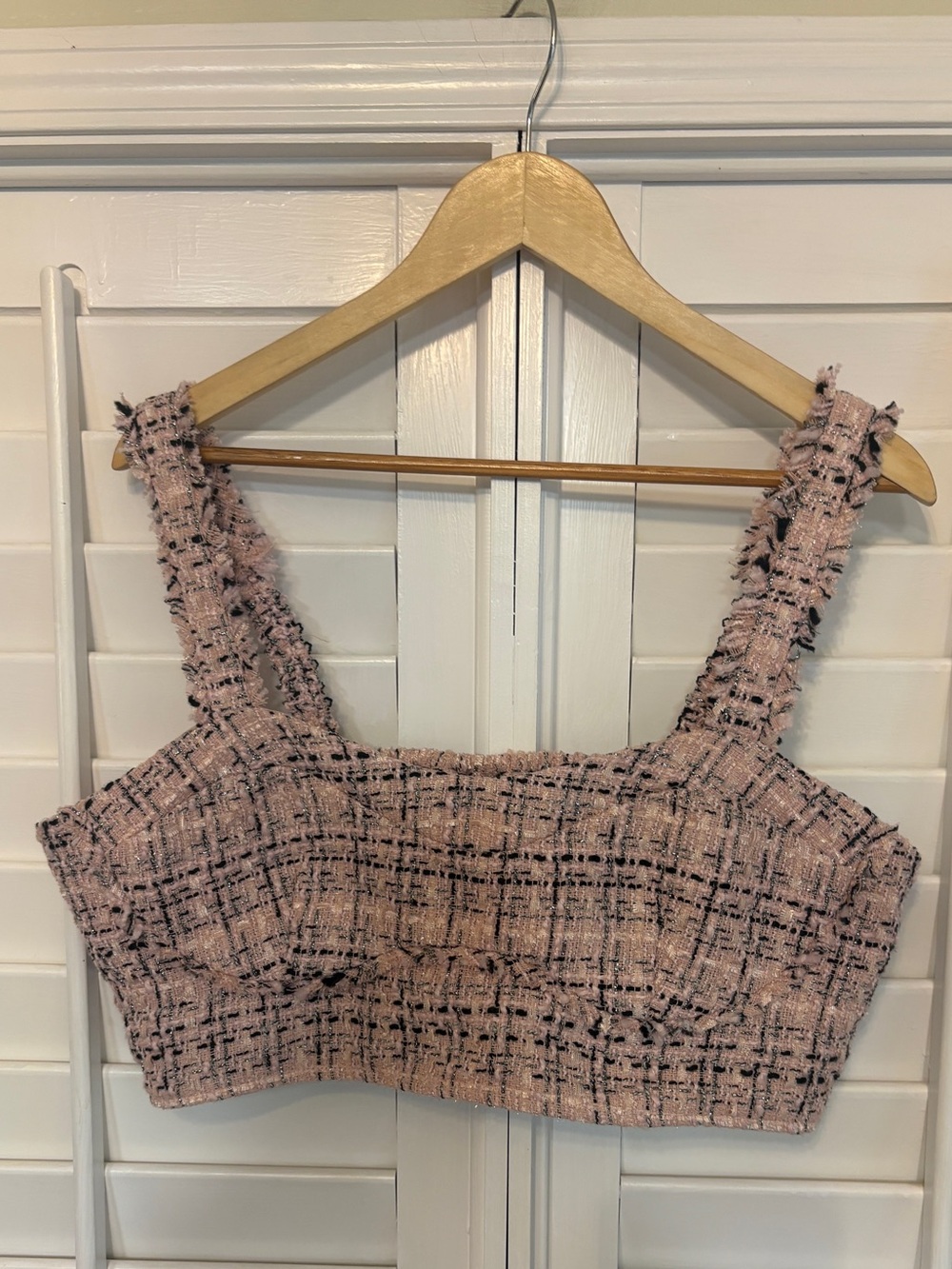 Wild Fable Pink Tweed Crop Tank Top Size Large